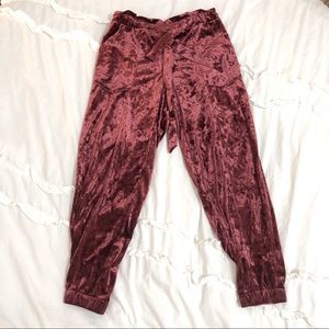 *Show-Stopping Velvet Maroon Joggers*